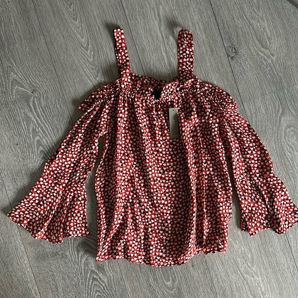 NWT J. Crew Off-Shoulder Heart Blouse